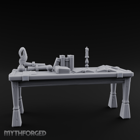 Scholar's-Scattered Study Desk Miniature for Dungeons and Dragons, Pathfinder or other TTRPGs