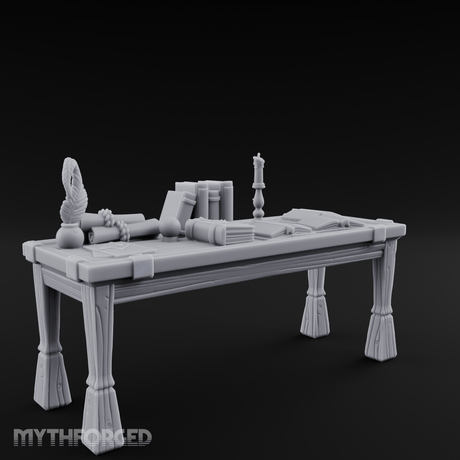 Scholar's-Scattered Study Desk Miniature for Dungeons and Dragons, Pathfinder or other TTRPGs
