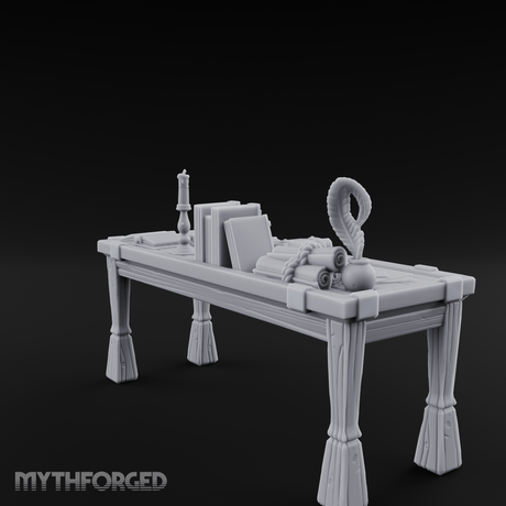 Scholar's-Scattered Study Desk Miniature for Dungeons and Dragons, Pathfinder or other TTRPGs