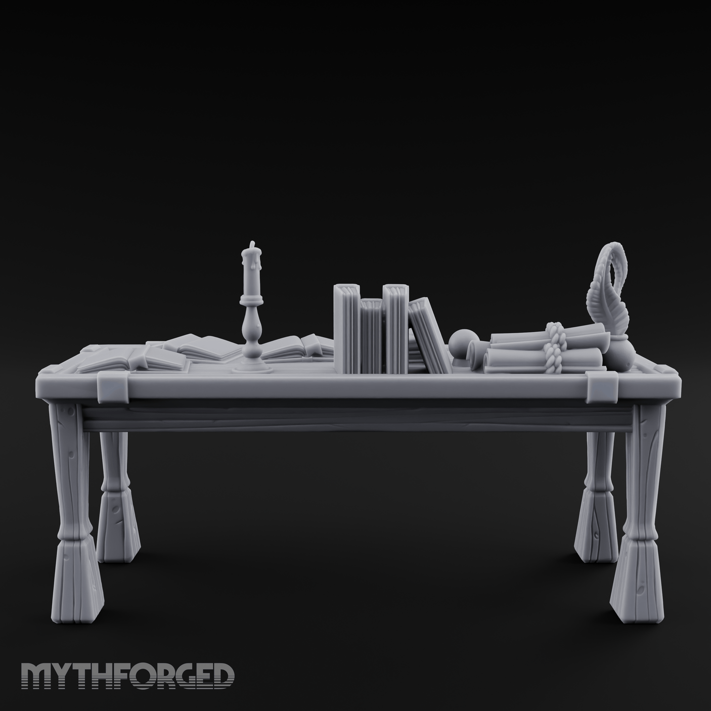 Scholar's-Scattered Study Desk Miniature for Dungeons and Dragons, Pathfinder or other TTRPGs
