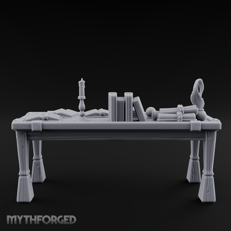 Scholar's-Scattered Study Desk Miniature for Dungeons and Dragons, Pathfinder or other TTRPGs