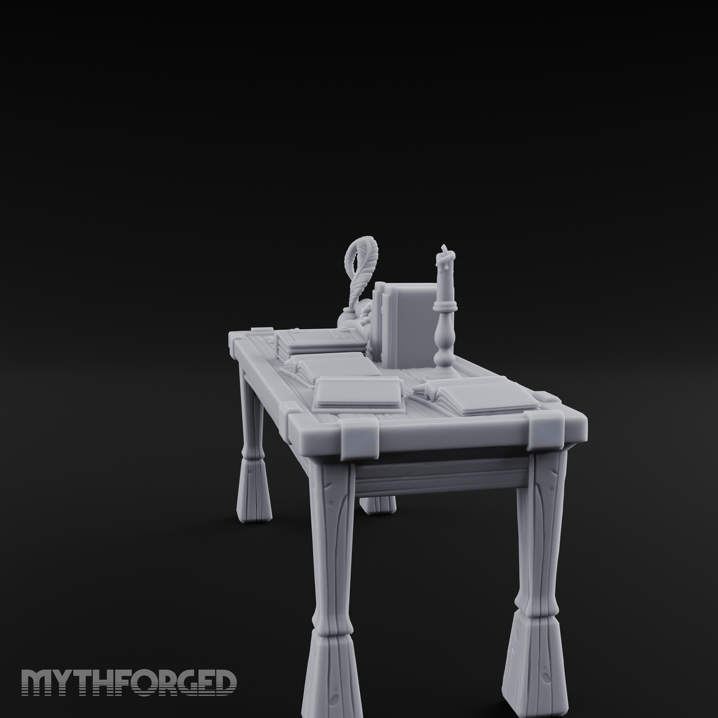 Scholar's-Scattered Study Desk Miniature for Dungeons and Dragons, Pathfinder or other TTRPGs