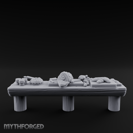 Feast-Laden Tavern Food Table Miniature for Dungeons and Dragons, Pathfinder or other TTRPGs