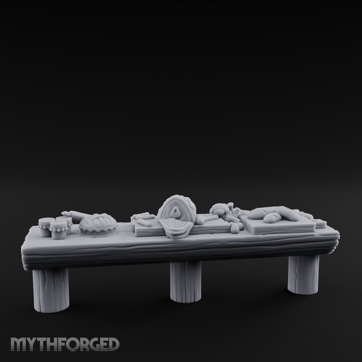 Feast-Laden Tavern Food Table Miniature for Dungeons and Dragons, Pathfinder or other TTRPGs
