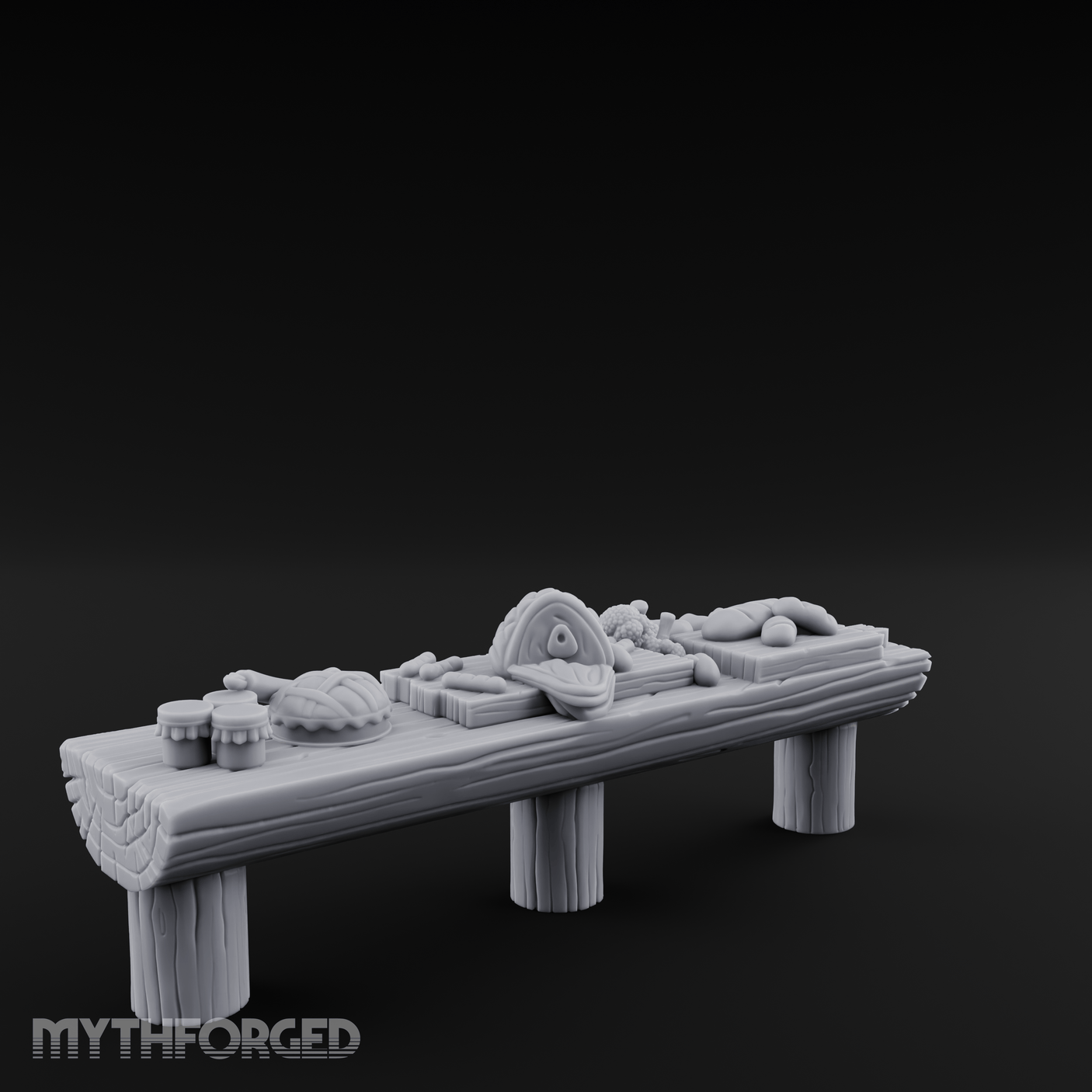 Feast-Laden Tavern Food Table Miniature for Dungeons and Dragons, Pathfinder or other TTRPGs