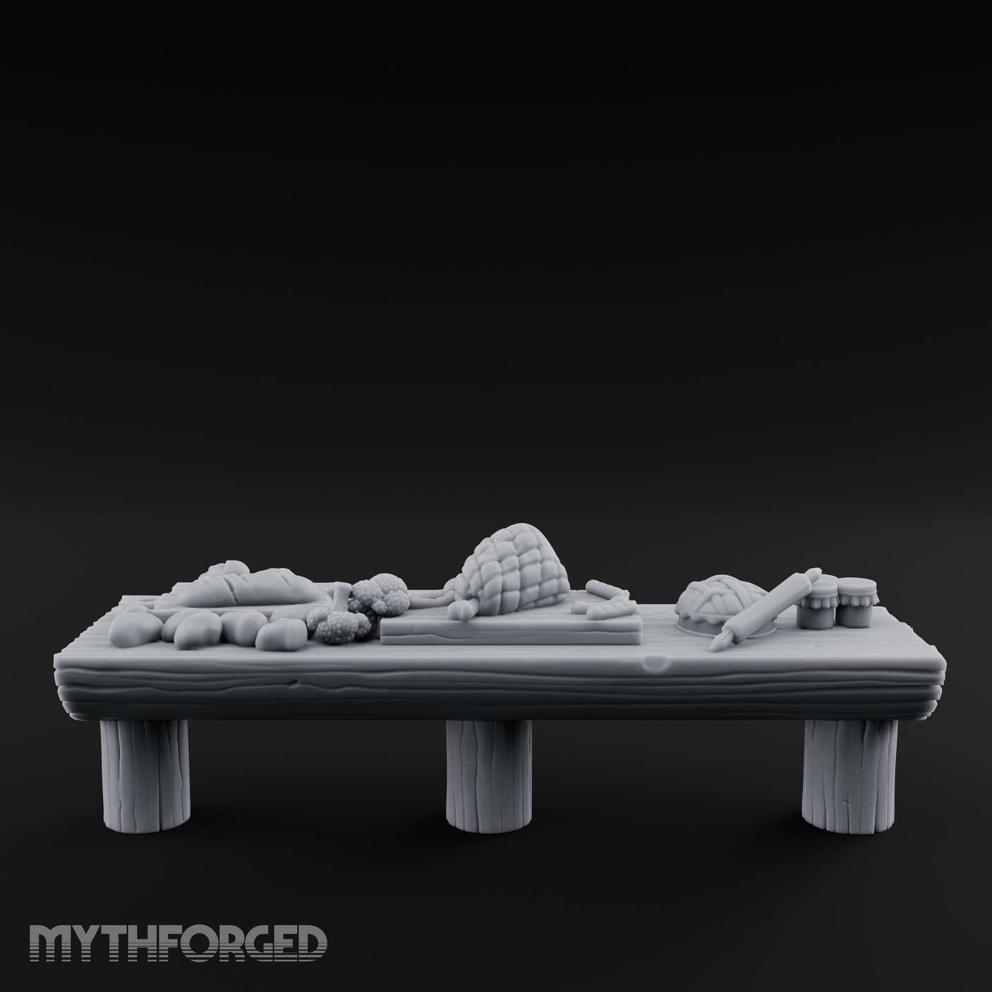 Feast-Laden Tavern Food Table Miniature for Dungeons and Dragons, Pathfinder or other TTRPGs