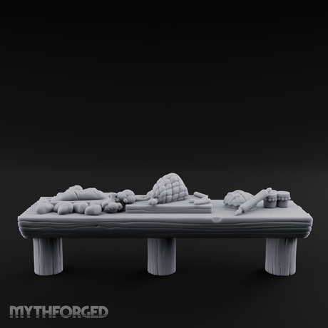 Feast-Laden Tavern Food Table Miniature for Dungeons and Dragons, Pathfinder or other TTRPGs