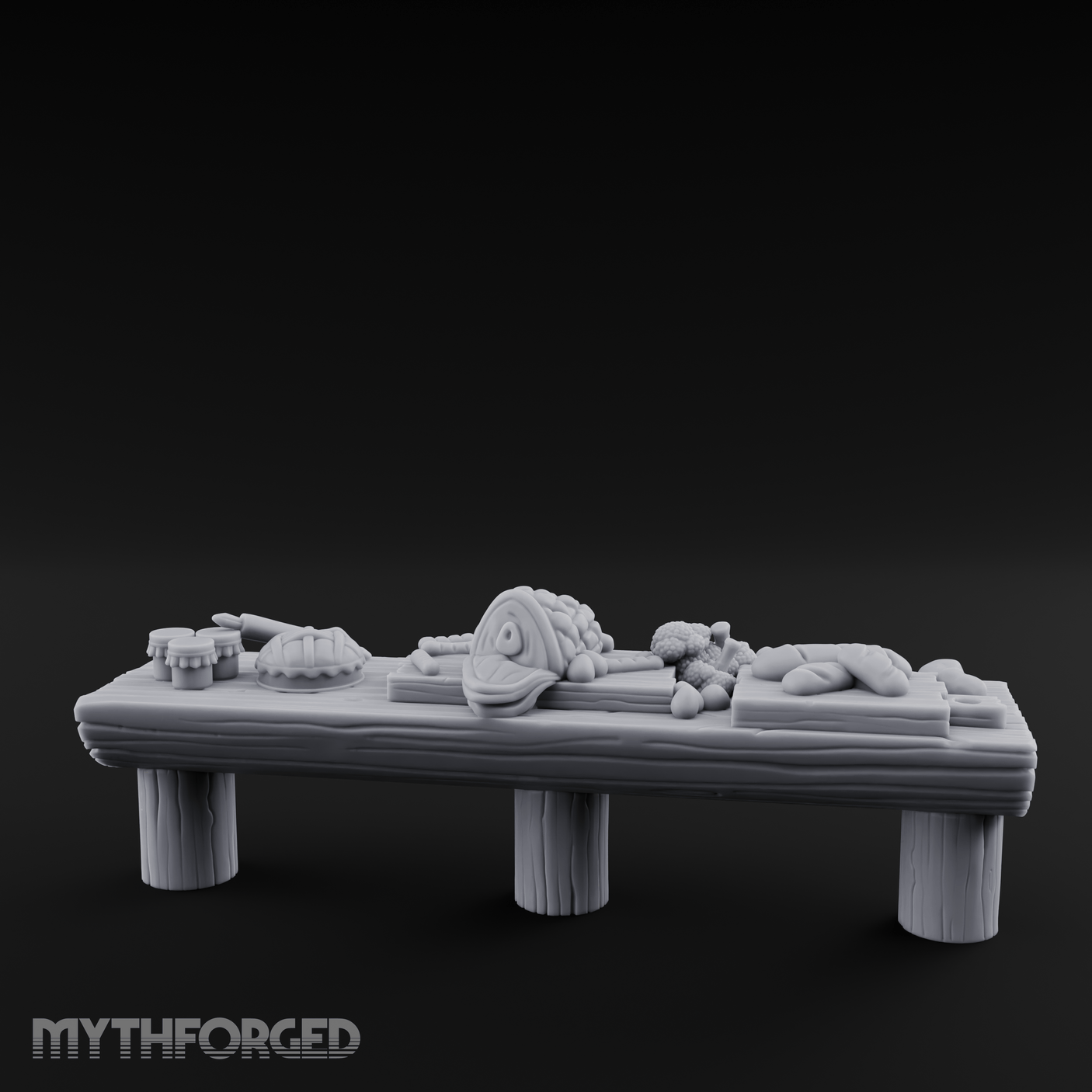 Feast-Laden Tavern Food Table Miniature for Dungeons and Dragons, Pathfinder or other TTRPGs