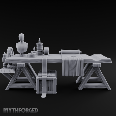 Tailored-Display Tailor's Work Table Miniature for Dungeons and Dragons, Pathfinder or other TTRPGs