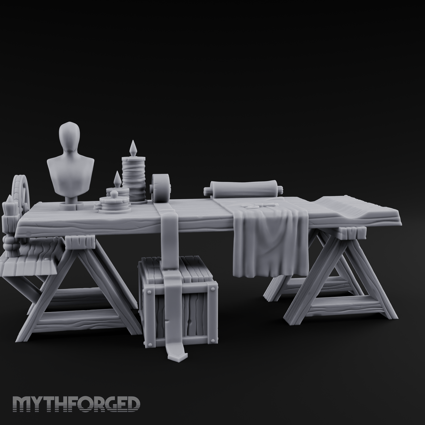 Tailored-Display Tailor's Work Table Miniature for Dungeons and Dragons, Pathfinder or other TTRPGs
