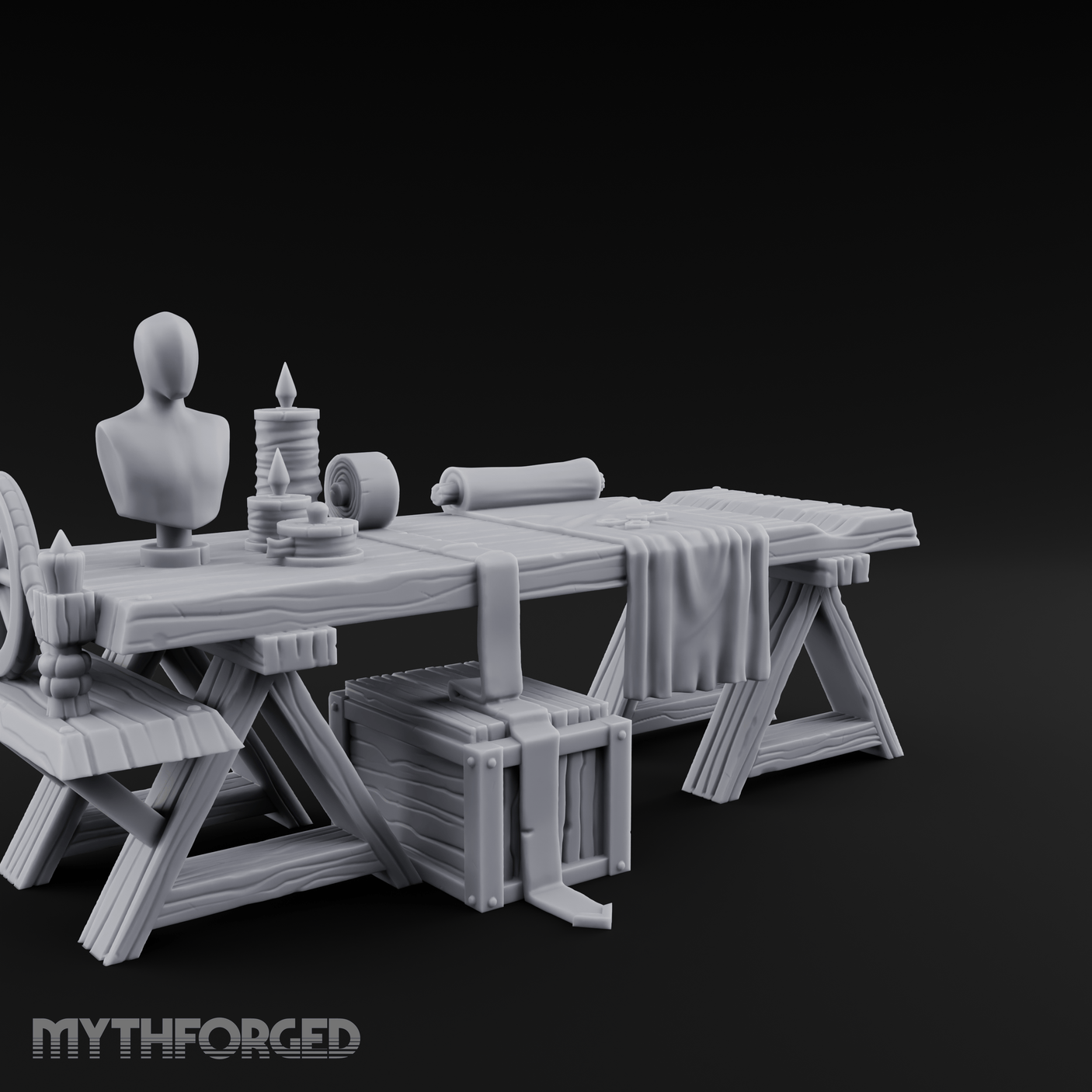 Tailored-Display Tailor's Work Table Miniature for Dungeons and Dragons, Pathfinder or other TTRPGs