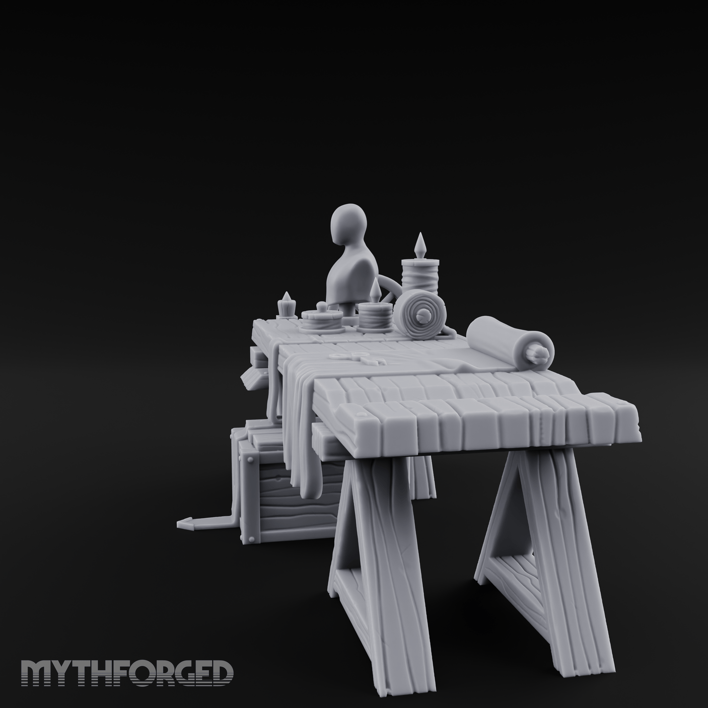 Tailored-Display Tailor's Work Table Miniature for Dungeons and Dragons, Pathfinder or other TTRPGs