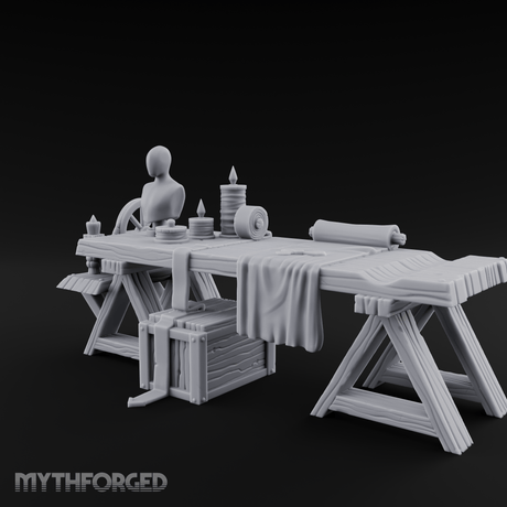 Tailored-Display Tailor's Work Table Miniature for Dungeons and Dragons, Pathfinder or other TTRPGs
