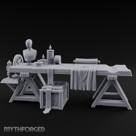 Tailored-Display Tailor's Work Table Miniature for Dungeons and Dragons, Pathfinder or other TTRPGs