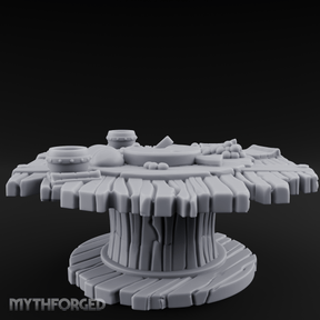 Feast-Laden Rustic Wooden Table Miniature for Dungeons and Dragons, Pathfinder or other TTRPGs