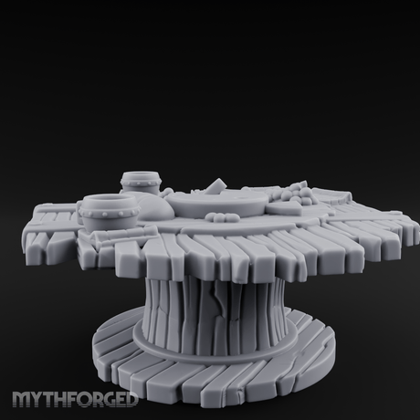 Feast-Laden Rustic Wooden Table Miniature for Dungeons and Dragons, Pathfinder or other TTRPGs