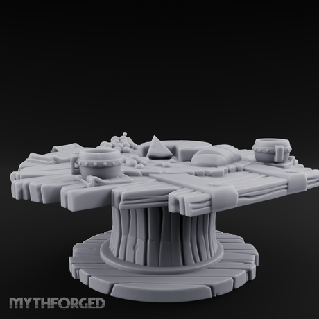 Feast-Laden Rustic Wooden Table Miniature for Dungeons and Dragons, Pathfinder or other TTRPGs