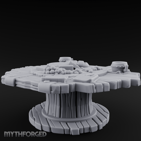 Feast-Laden Rustic Wooden Table Miniature for Dungeons and Dragons, Pathfinder or other TTRPGs