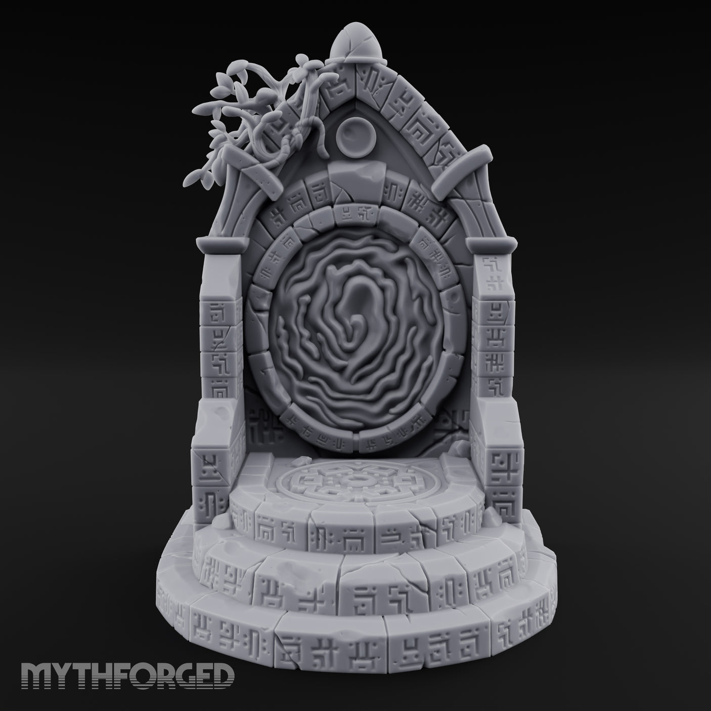 Vine-Draped Arcane Portal Shrine Miniature for Dungeons and Dragons, Pathfinder or other TTRPGs