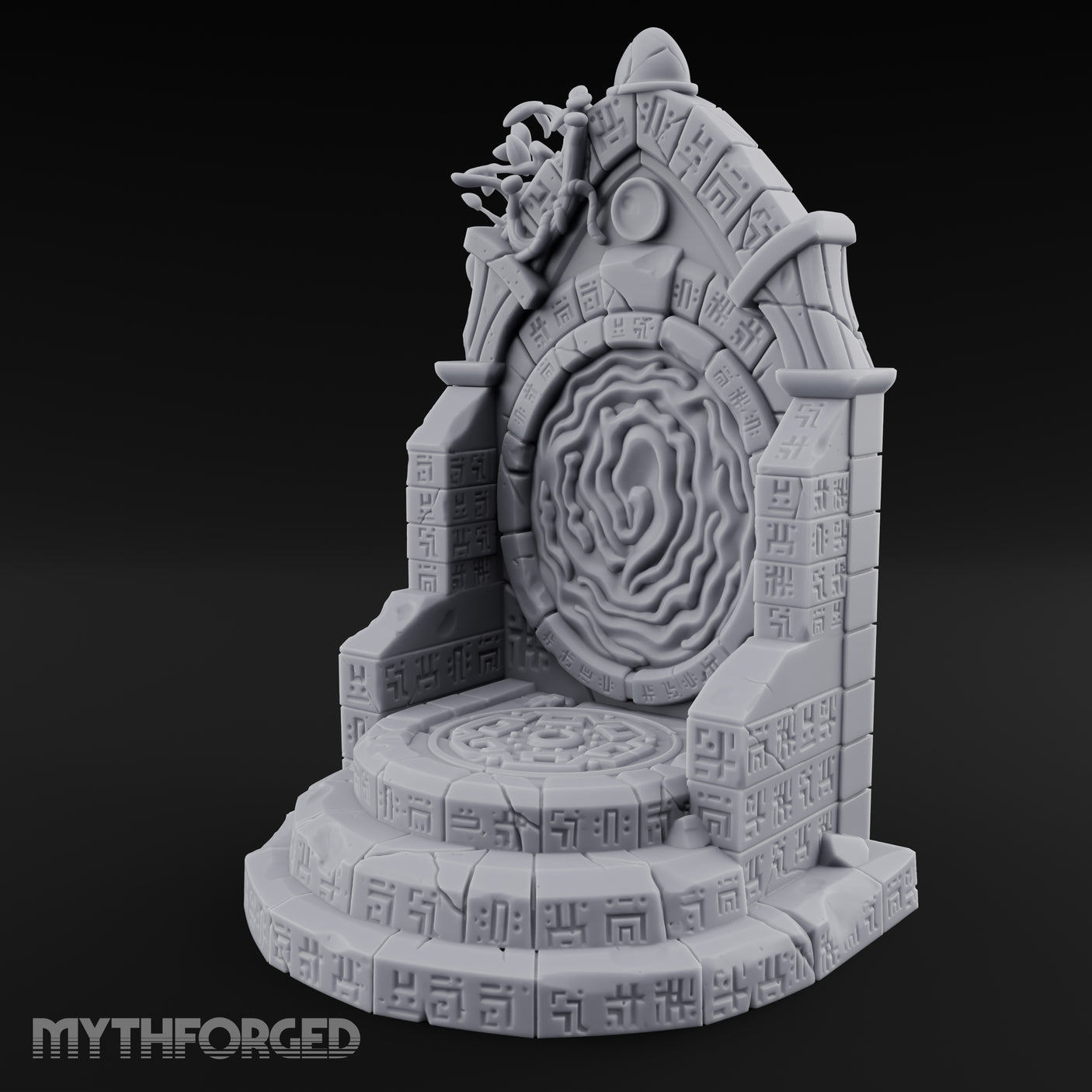 Vine-Draped Arcane Portal Shrine Miniature for Dungeons and Dragons, Pathfinder or other TTRPGs