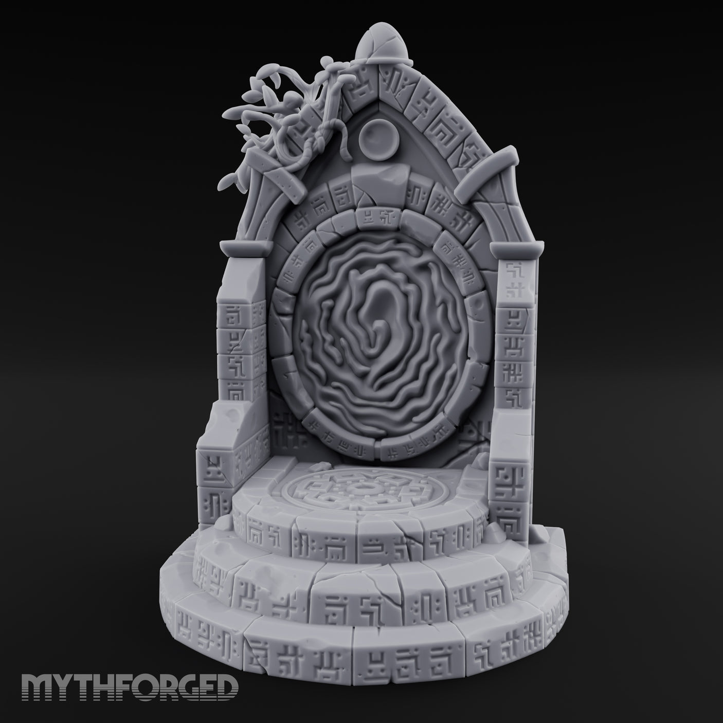 Vine-Draped Arcane Portal Shrine Miniature for Dungeons and Dragons, Pathfinder or other TTRPGs