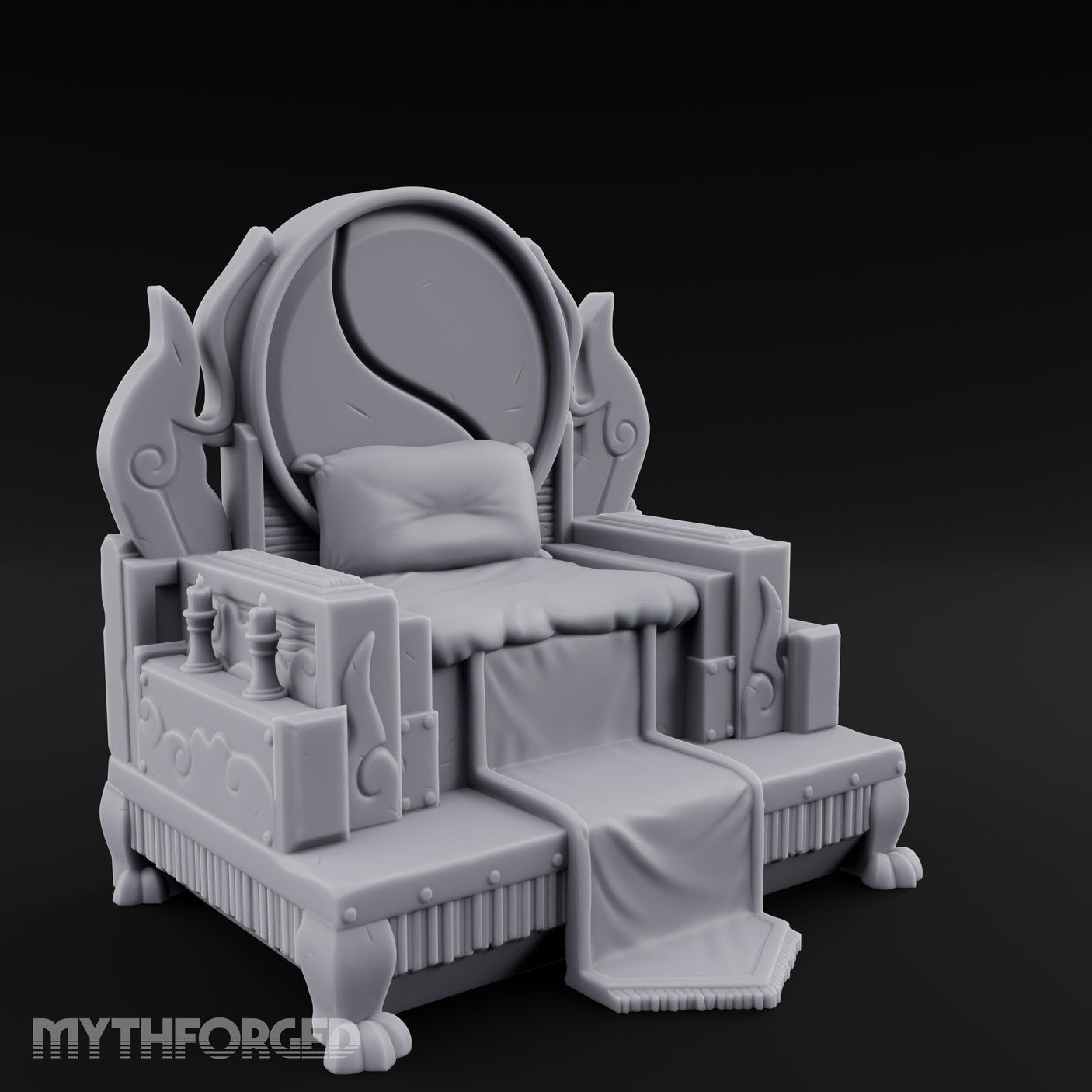 Flame-Crowned Demon Lord's Throne Miniature for Dungeons and Dragons, Pathfinder or other TTRPGs