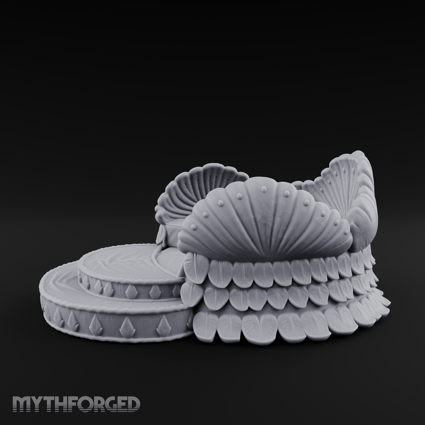 Shell-Crowned Ritual Throne Miniature for Dungeons and Dragons, Pathfinder or other TTRPGs