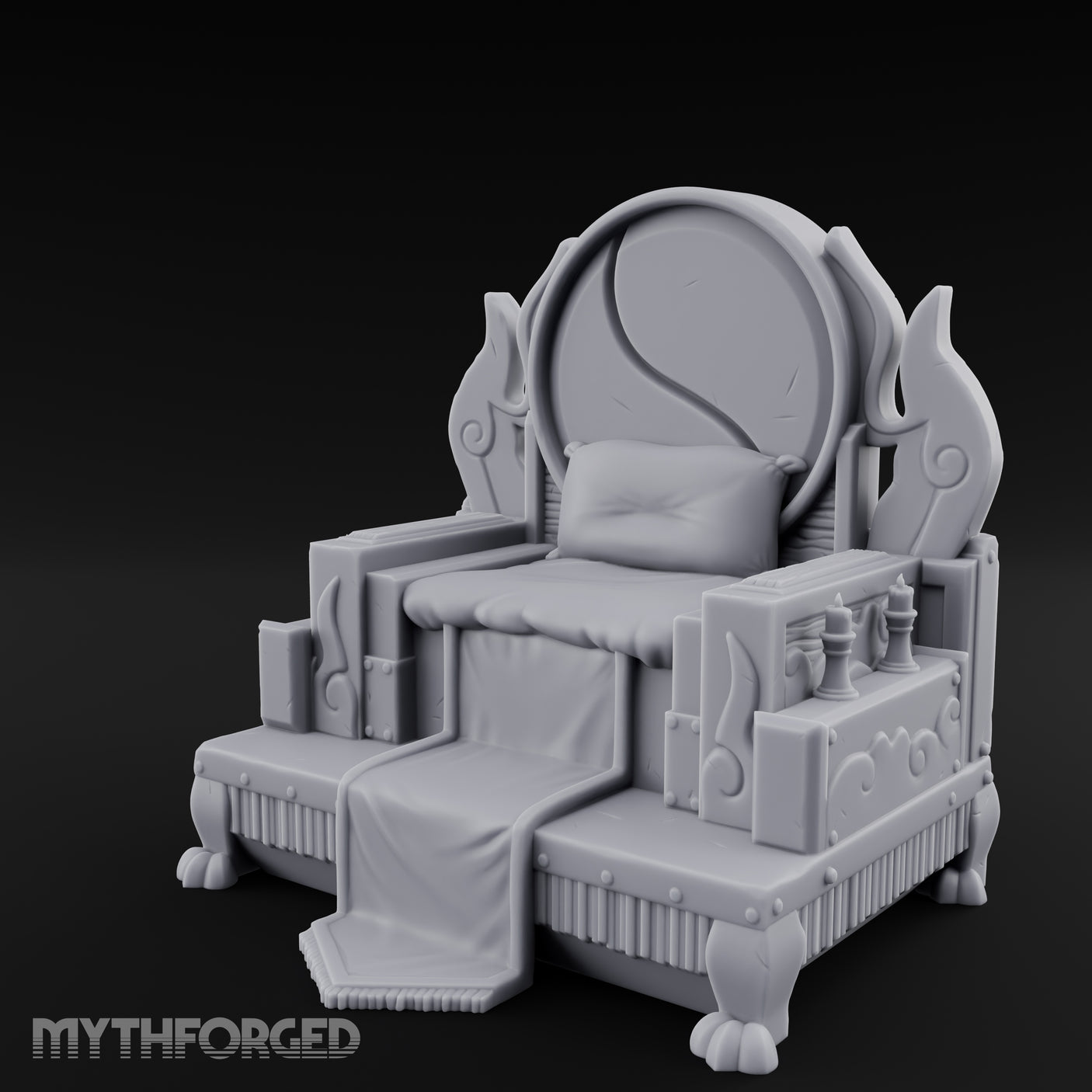 Flame-Crowned Demon Lord's Throne Miniature for Dungeons and Dragons, Pathfinder or other TTRPGs
