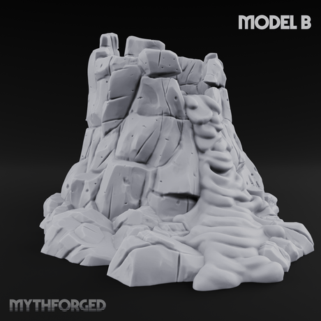 Rugged Lava Terrain B Miniature for Dungeons and Dragons, Pathfinder or other TTRPGs