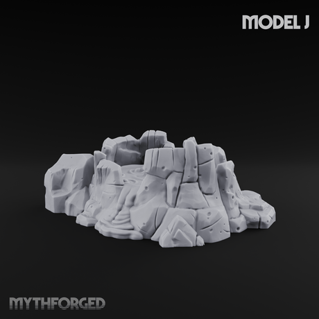 Rugged Lava Terrain J Miniature for Dungeons and Dragons, Pathfinder or other TTRPGs