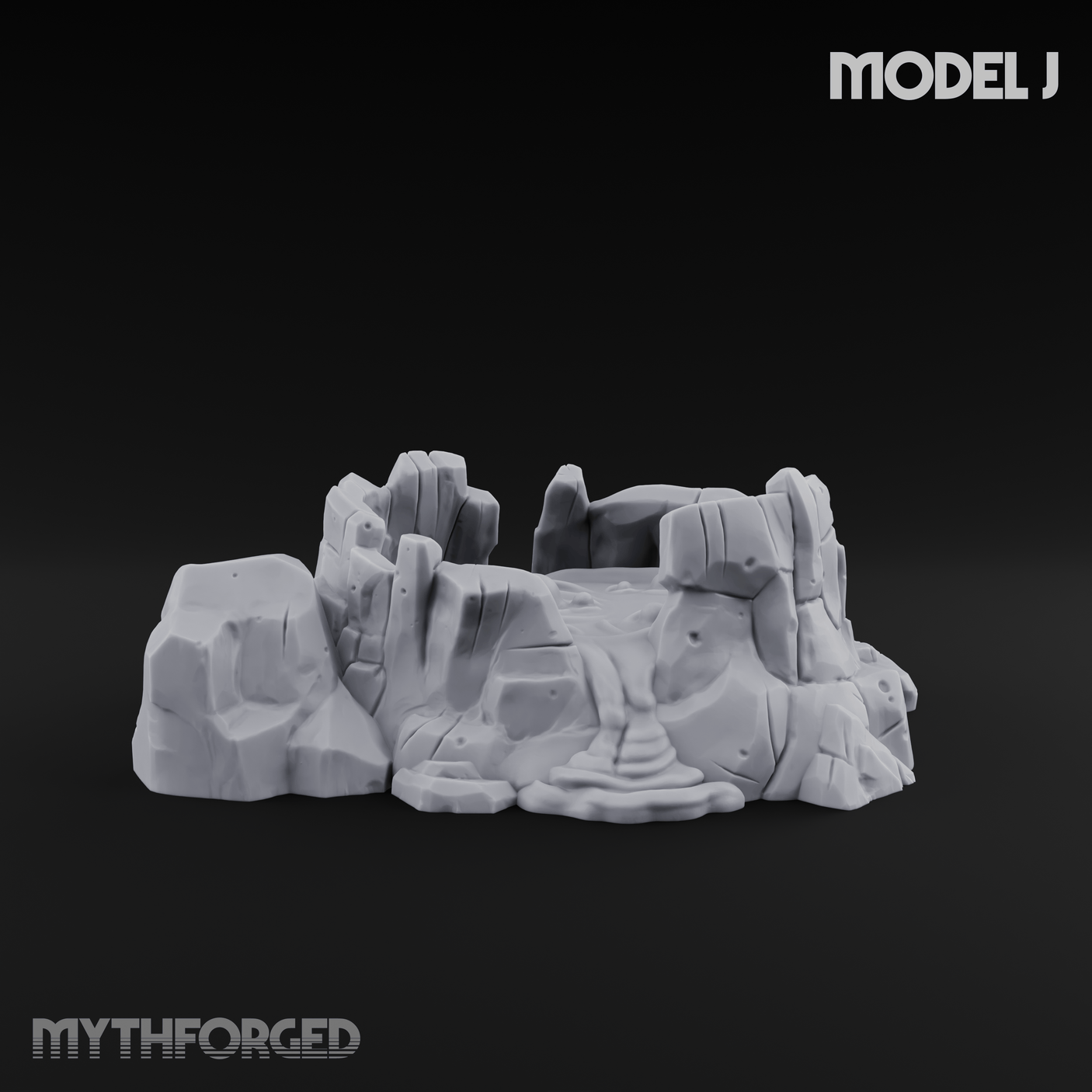 Rugged Lava Terrain J Miniature for Dungeons and Dragons, Pathfinder or other TTRPGs