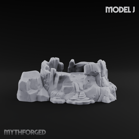 Rugged Lava Terrain J Miniature for Dungeons and Dragons, Pathfinder or other TTRPGs