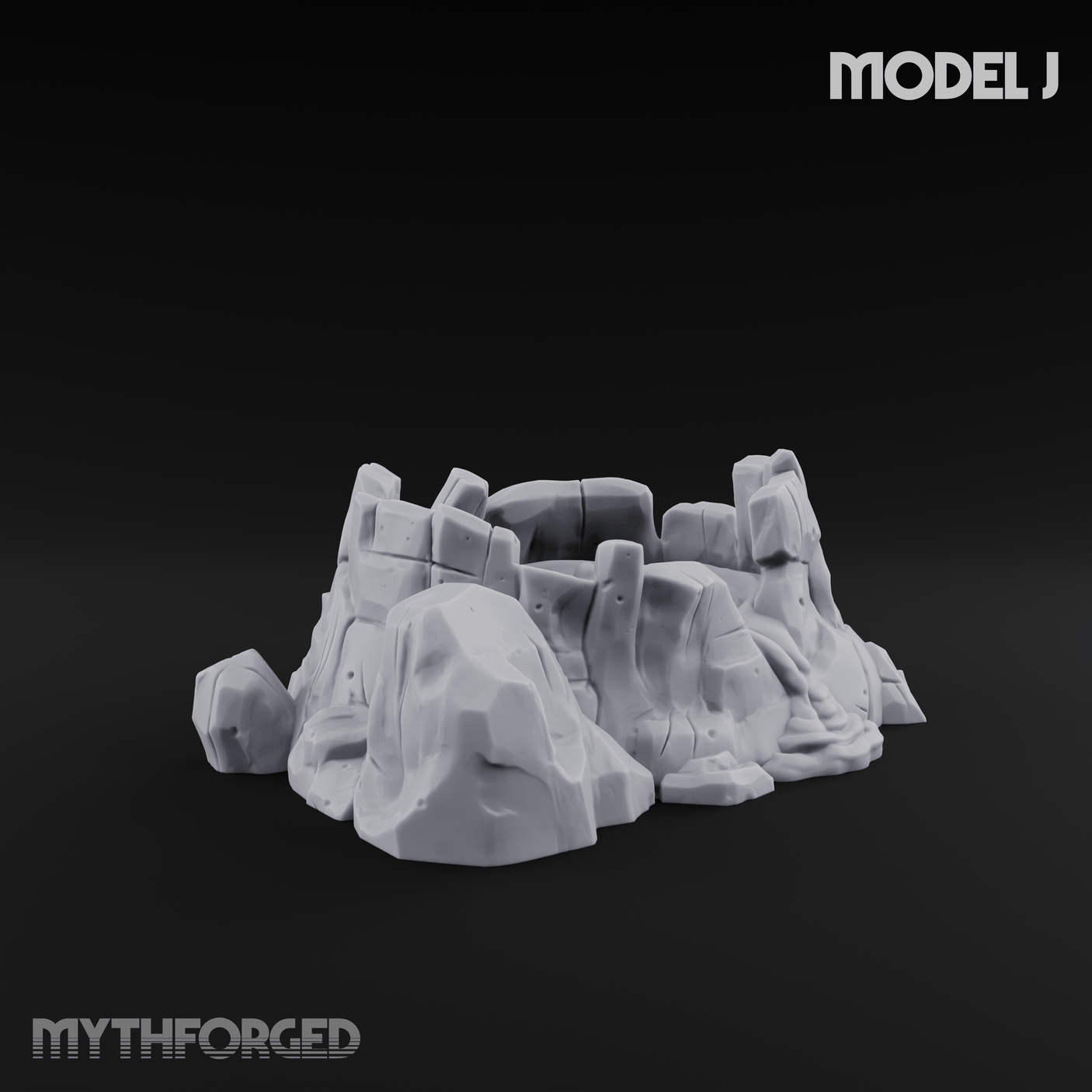 Rugged Lava Terrain J Miniature for Dungeons and Dragons, Pathfinder or other TTRPGs