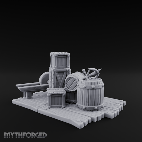 Rope-Bound Merchant Cargo Display Miniature for Dungeons and Dragons, Pathfinder or other TTRPGs