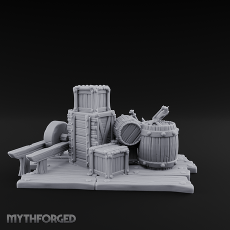 Rope-Bound Merchant Cargo Display Miniature for Dungeons and Dragons, Pathfinder or other TTRPGs