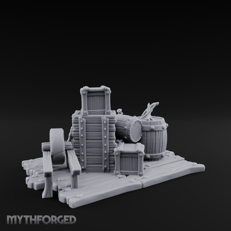 Rope-Bound Merchant Cargo Display Miniature for Dungeons and Dragons, Pathfinder or other TTRPGs