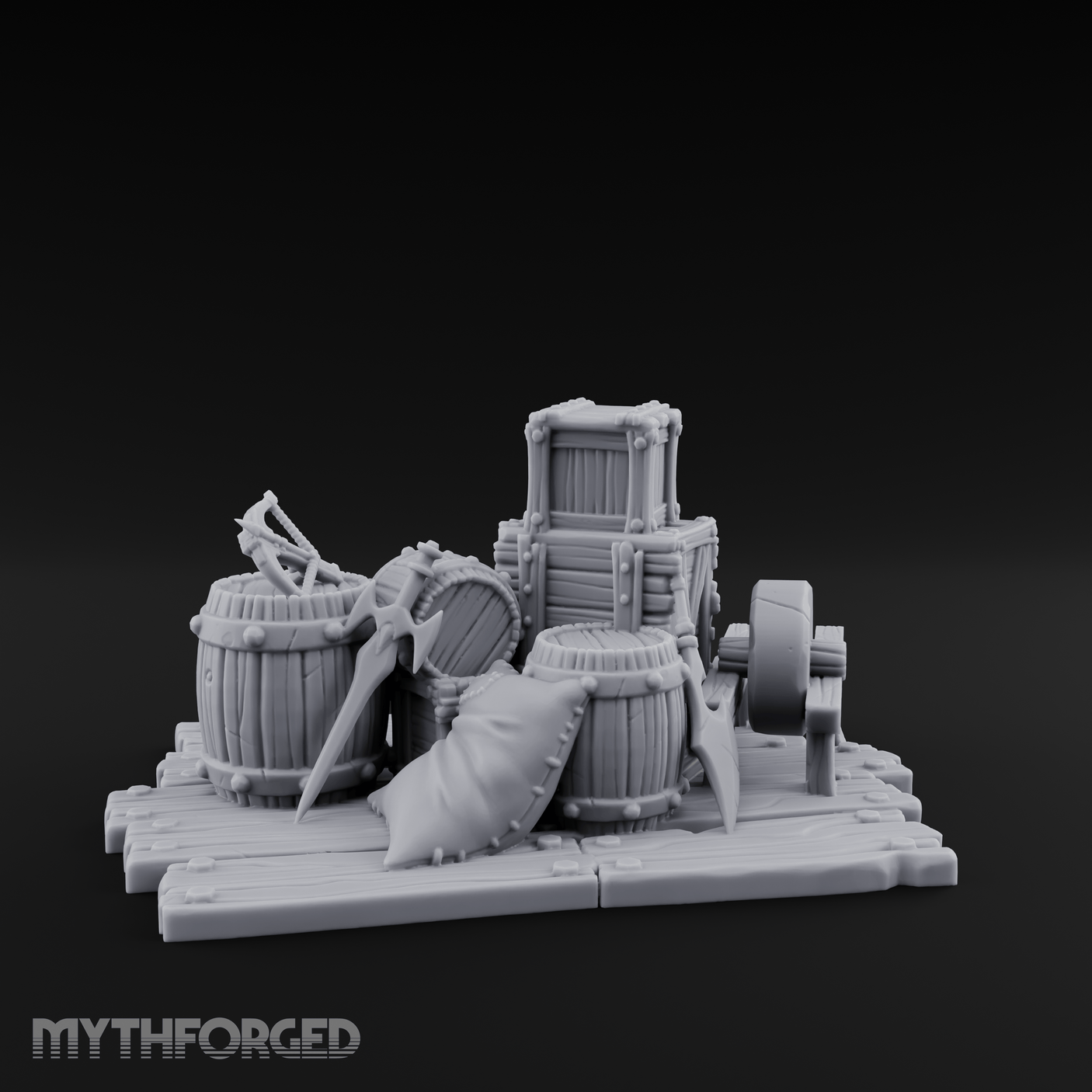 Rope-Bound Merchant Cargo Display Miniature for Dungeons and Dragons, Pathfinder or other TTRPGs