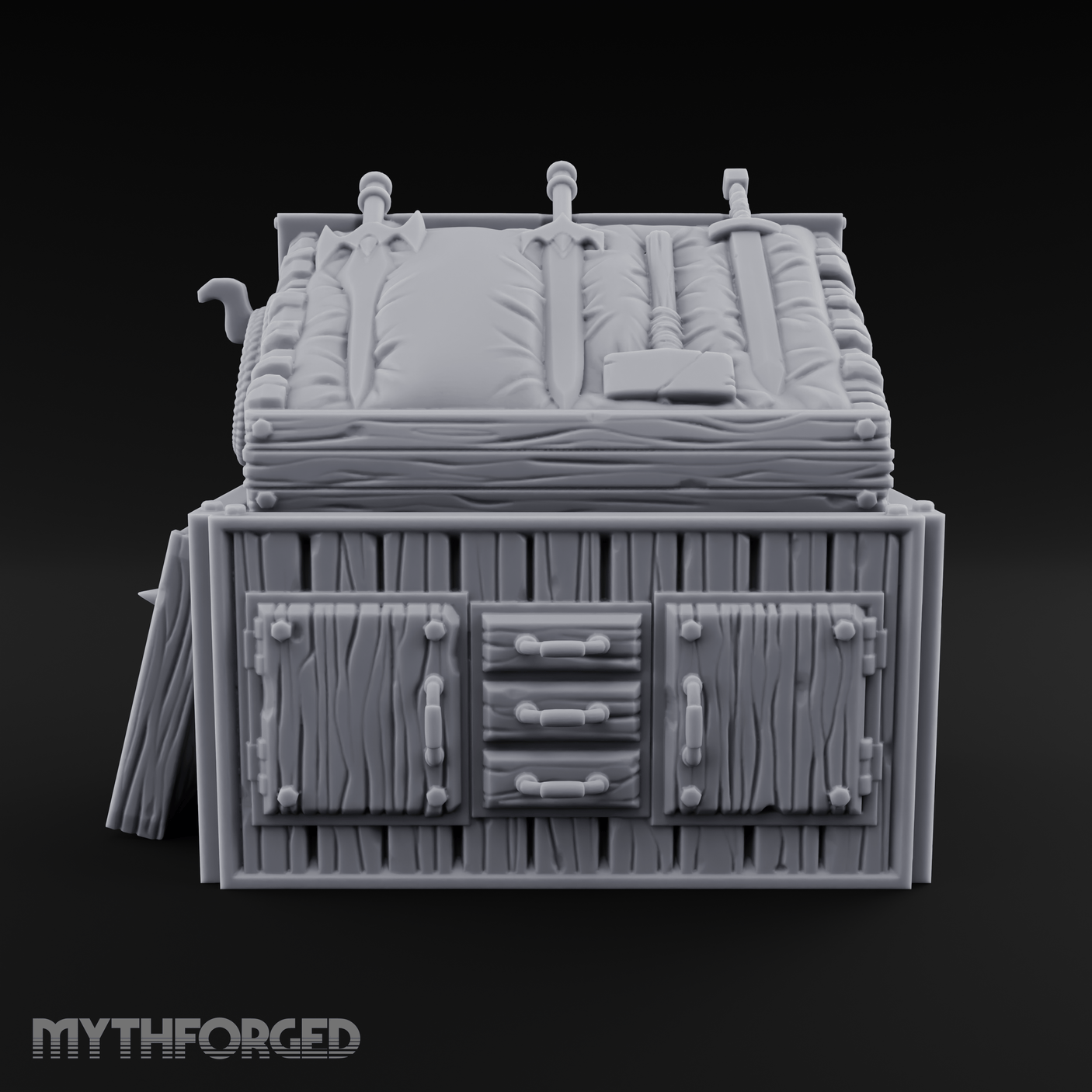 Wooden Weapon Shop Display Miniature for Dungeons and Dragons, Pathfinder or other TTRPGs