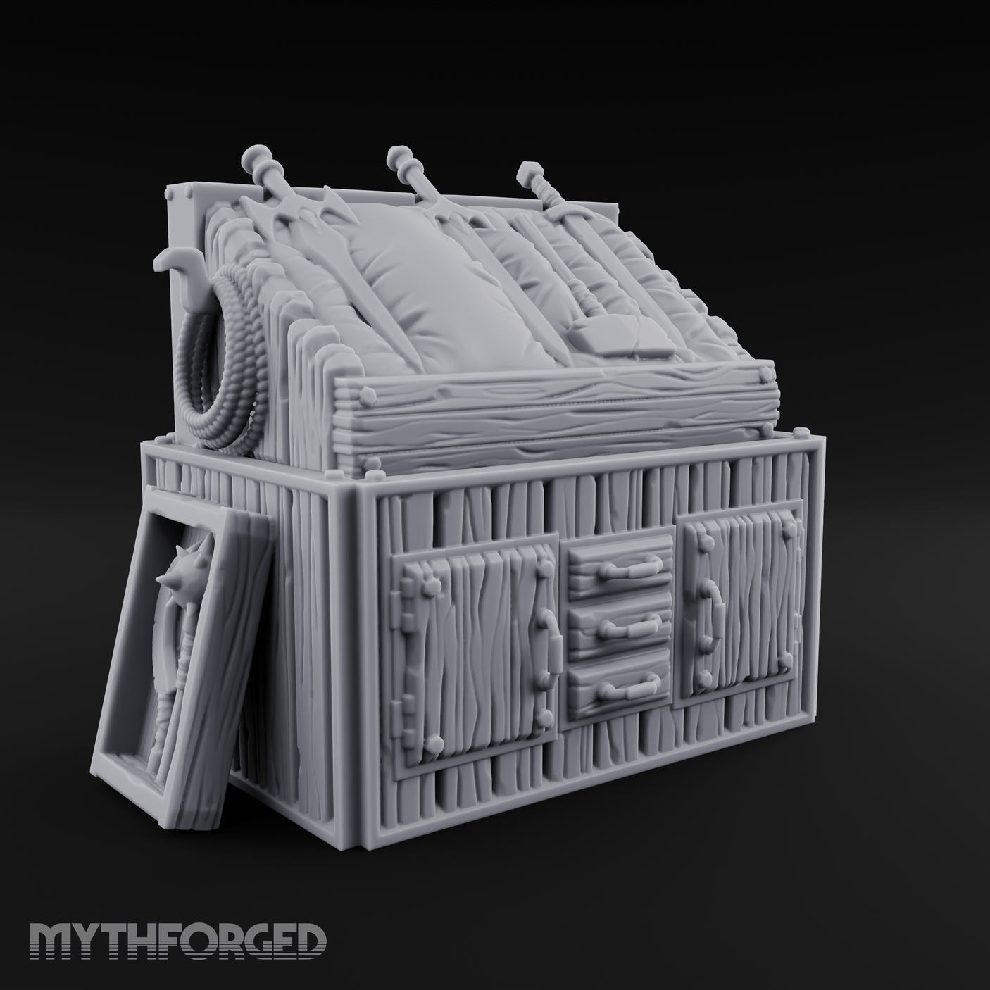 Wooden Weapon Shop Display Miniature for Dungeons and Dragons, Pathfinder or other TTRPGs