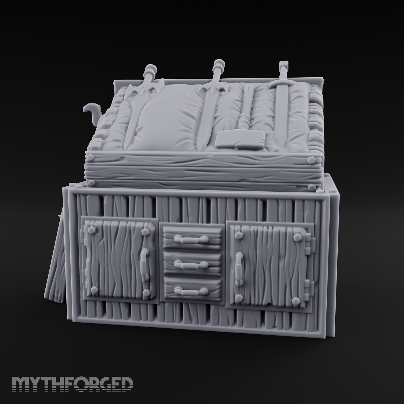 Wooden Weapon Shop Display Miniature for Dungeons and Dragons, Pathfinder or other TTRPGs