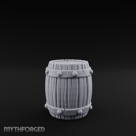 Brass-Banded Storage Barrel Miniature for Dungeons and Dragons, Pathfinder or other TTRPGs