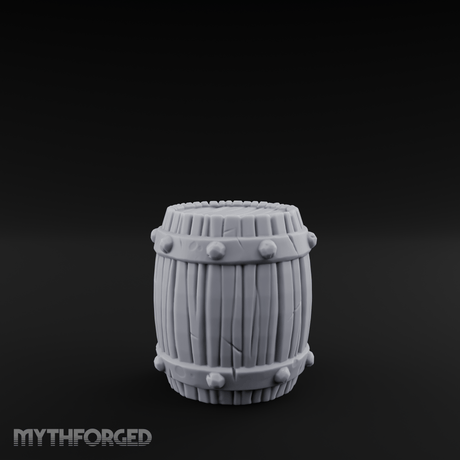 Brass-Banded Storage Barrel Miniature for Dungeons and Dragons, Pathfinder or other TTRPGs