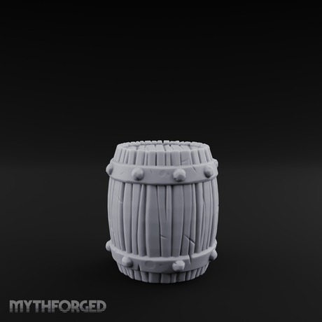 Brass-Banded Storage Barrel Miniature for Dungeons and Dragons, Pathfinder or other TTRPGs