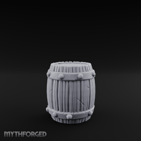 Brass-Banded Storage Barrel Miniature for Dungeons and Dragons, Pathfinder or other TTRPGs