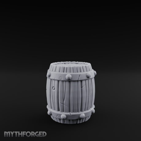 Brass-Banded Storage Barrel Miniature for Dungeons and Dragons, Pathfinder or other TTRPGs