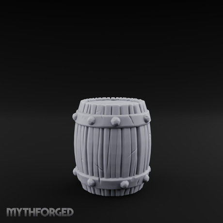 Brass-Banded Storage Barrel Miniature for Dungeons and Dragons, Pathfinder or other TTRPGs