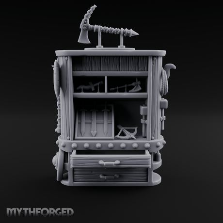 Tool-Laden Weapon Shop Counter Miniature for Dungeons and Dragons, Pathfinder or other TTRPGs