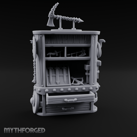 Tool-Laden Weapon Shop Counter Miniature for Dungeons and Dragons, Pathfinder or other TTRPGs