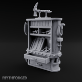 Tool-Laden Weapon Shop Counter Miniature for Dungeons and Dragons, Pathfinder or other TTRPGs