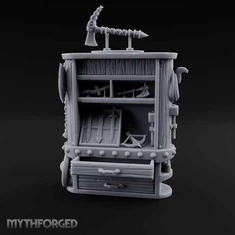 Tool-Laden Weapon Shop Counter Miniature for Dungeons and Dragons, Pathfinder or other TTRPGs